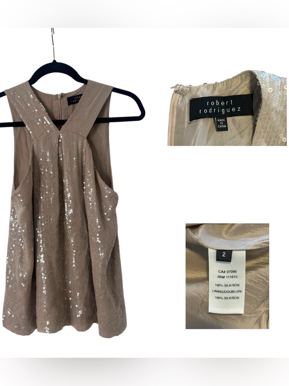 Robert Rodriguez Silk Sequin Top